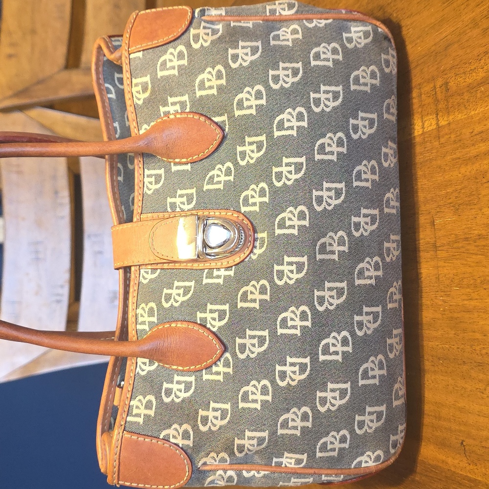 Dooney & Bourke Blue and Tan Shoulder Bag - Picture 1 of 16